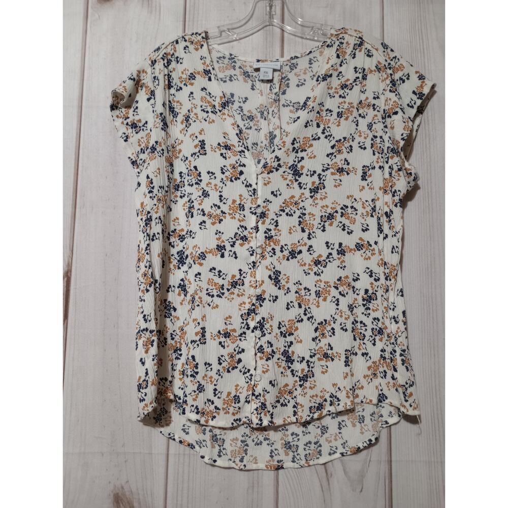 Liz Claiborne Shirt Ladies Extra Large Petite‎ Gold Floral